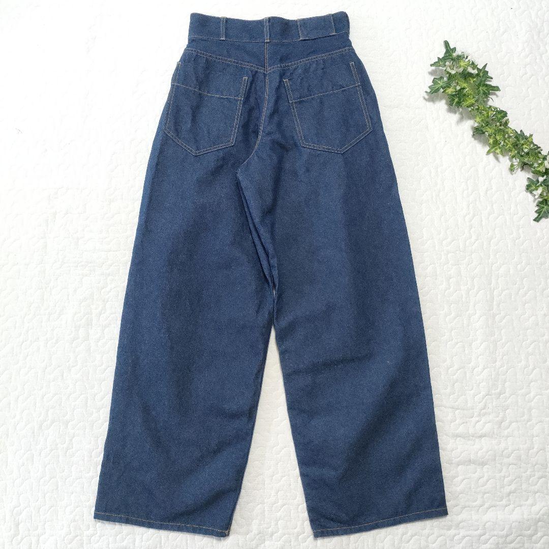 美品✨THE RERACS　ハイウエストタックワイドパンツ　インディゴ　38