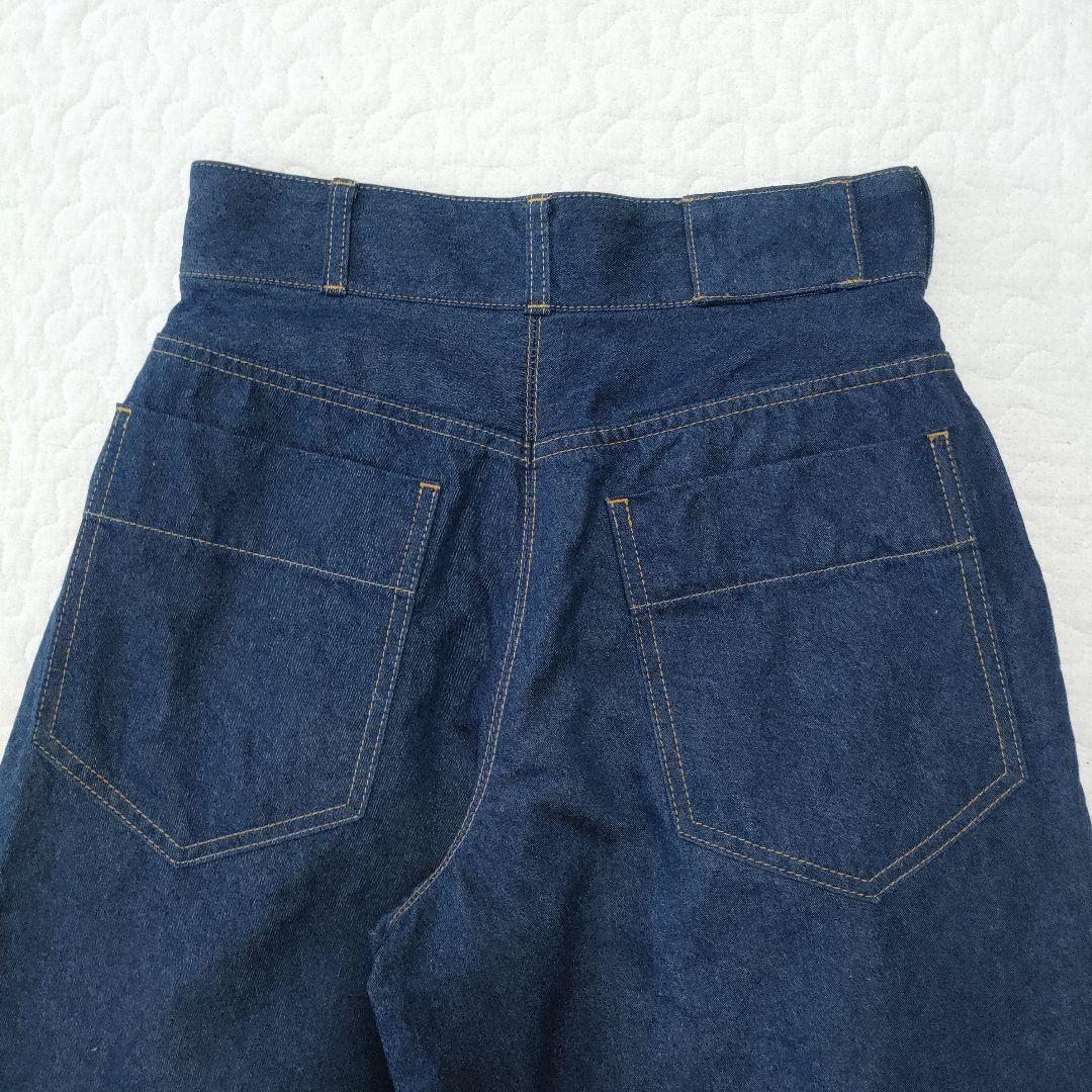 美品✨THE RERACS　ハイウエストタックワイドパンツ　インディゴ　38