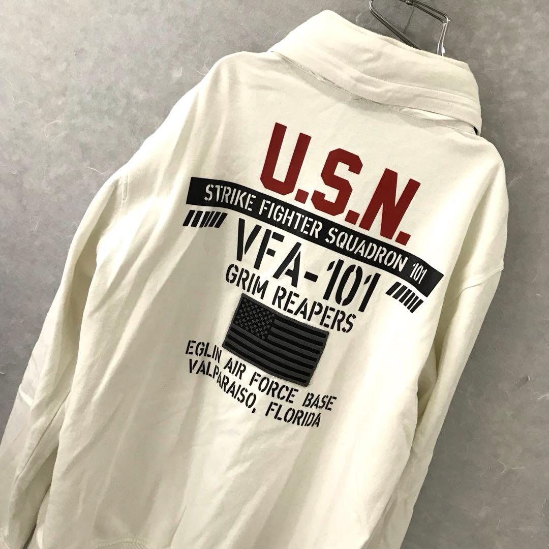 ＡＶＩＲＥＸ ＶＦＡ-101 フライトジャケット スウェット レア 白 2ＸＬ