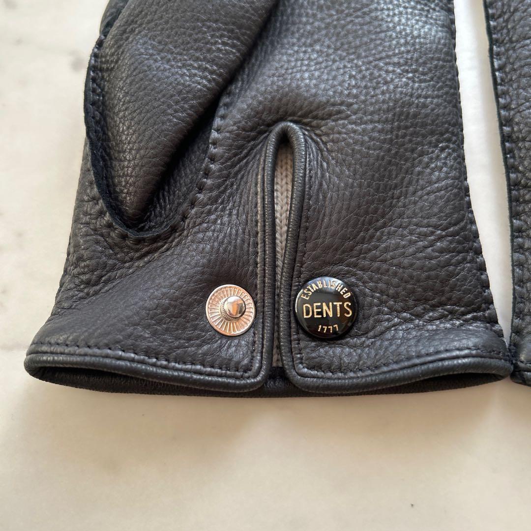 極美品 DENTS レザー 本革 手袋 8 カシミアライニング 黒 ブラック