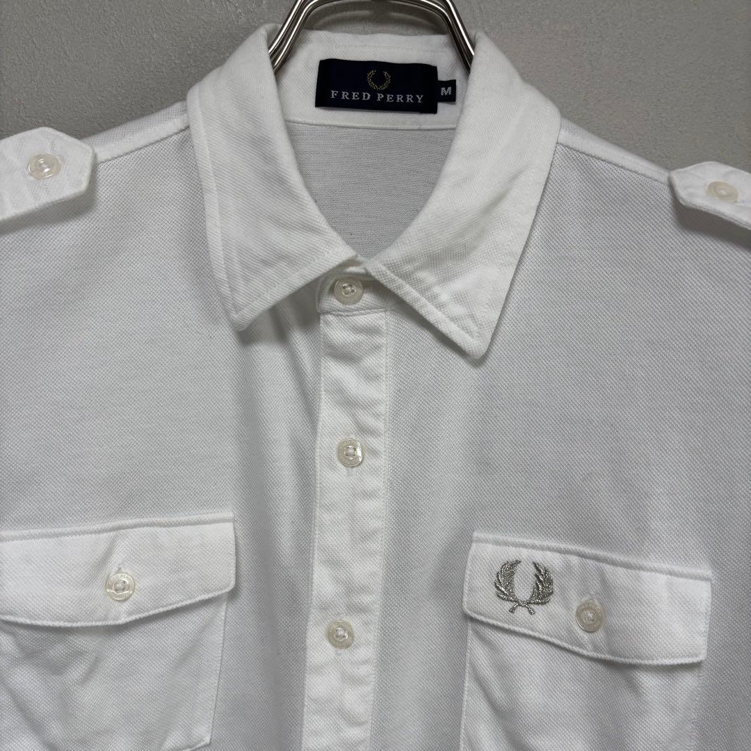 FRED PERRY フレッドペリー ボタンシャツ ポロシャツ M白 ホワイト