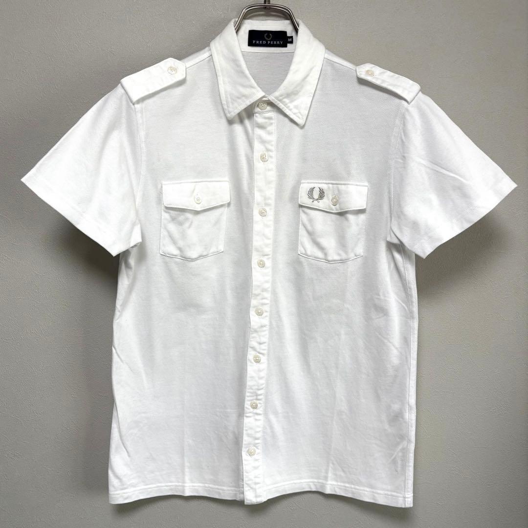 FRED PERRY フレッドペリー ボタンシャツ ポロシャツ M白 ホワイト