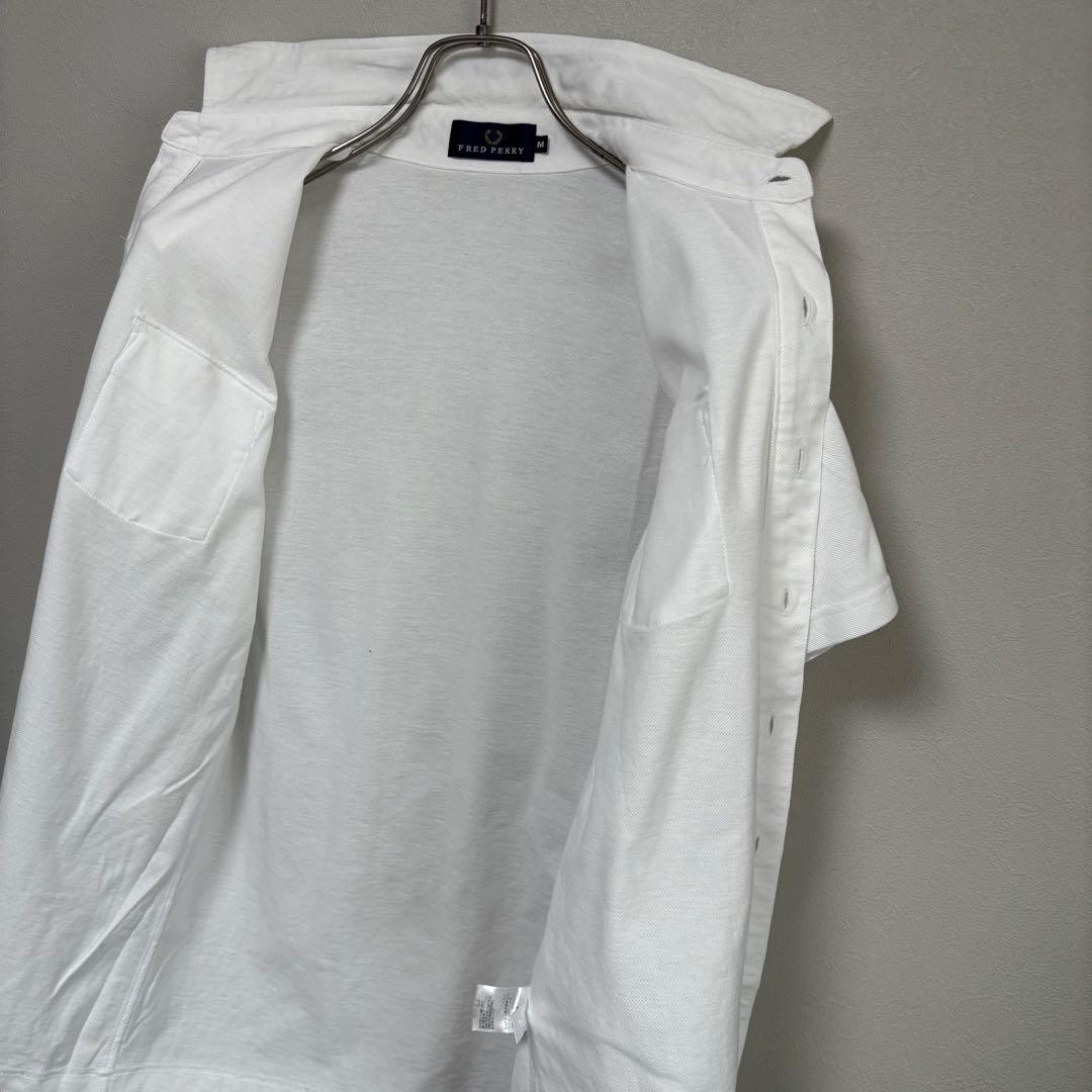 FRED PERRY フレッドペリー ボタンシャツ ポロシャツ M白 ホワイト