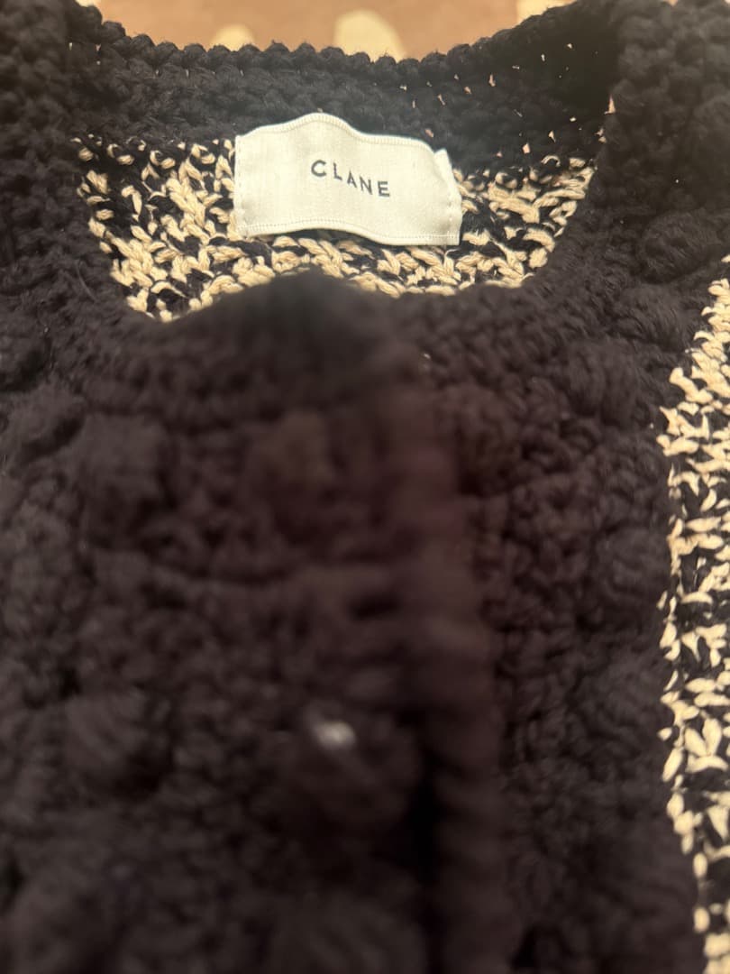 トップス CLANE DOT LINE HALF SLEEVE KNIT CARDIGAN