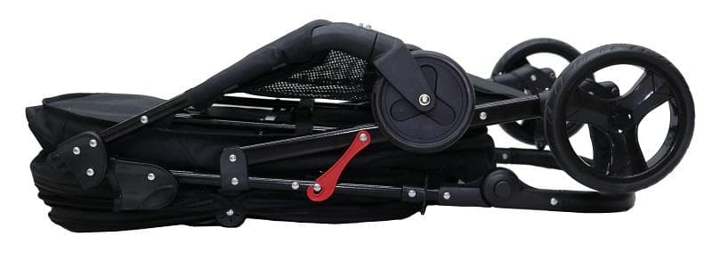 多頭用耐荷重30kg！ココハート ４輪ペットカート/甘えん坊バギーBIG 黒