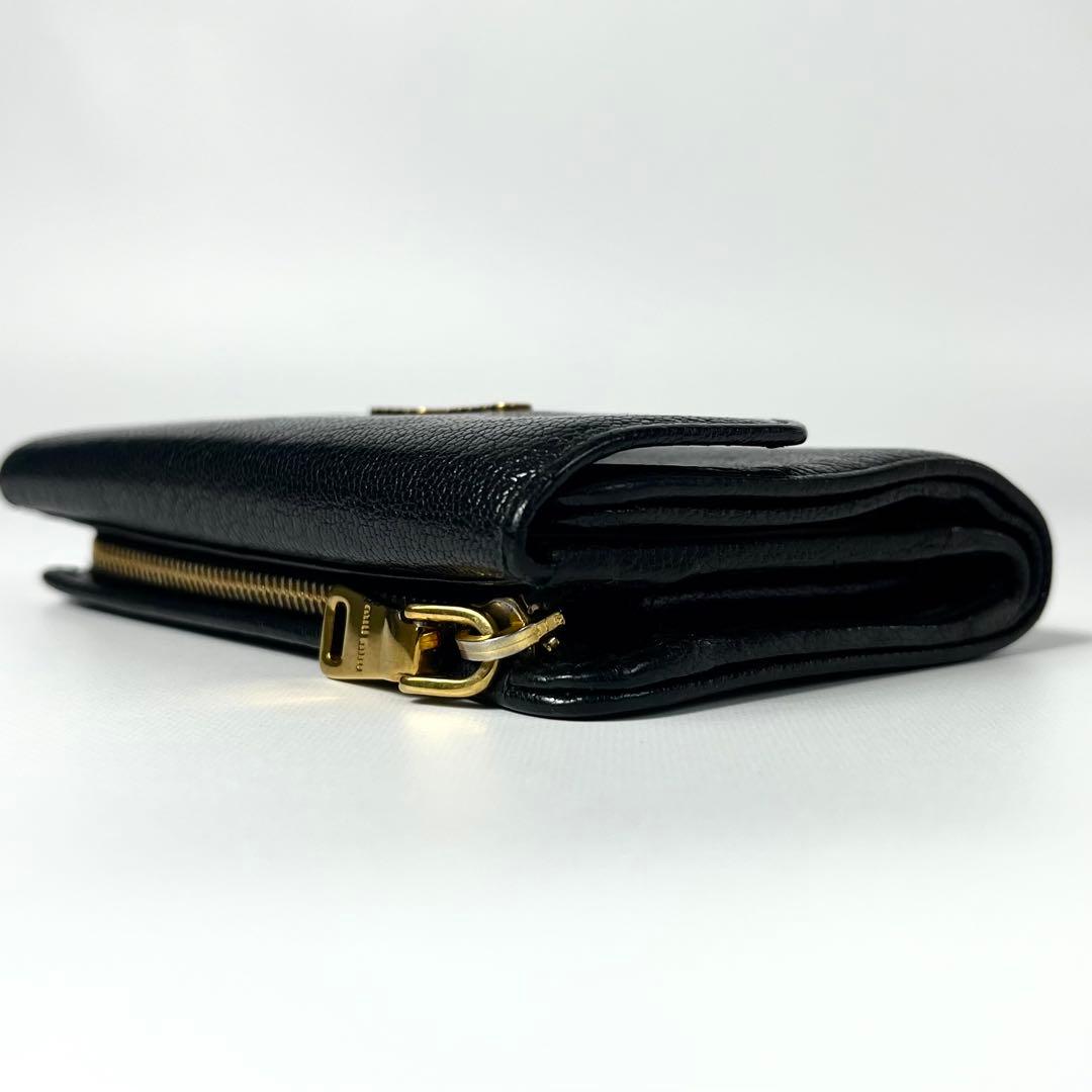 レア✨ミュウミュウ 三つ折り財布 マドラス ロゴ金具 マルチカラー ブラック