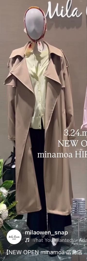 Mila Owen 共ベルト付憲章デザイントレンチコート 2025