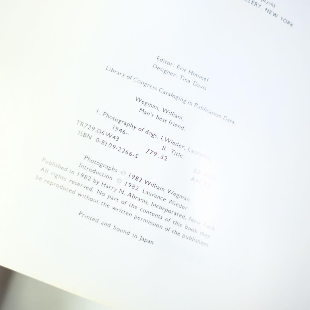 MAN'S BEST FRIEND WILLIAM WEGMAN 洋書　写真集
