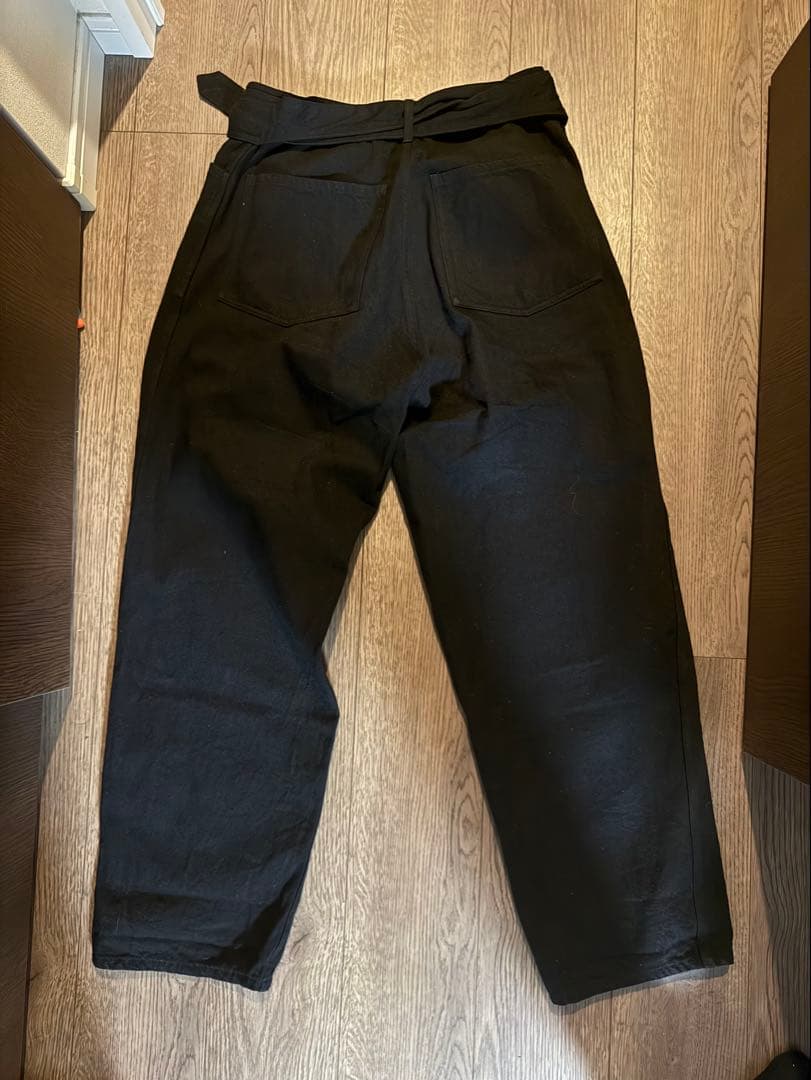 SIZE 1 24AW COMOLI デニム ベルテッドパンツ BLACK