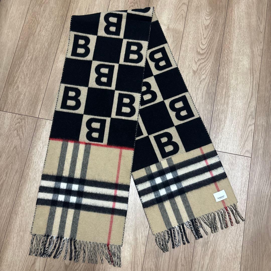 【極美品】BURBERRY ロゴチェック TB マフラー ベージュ