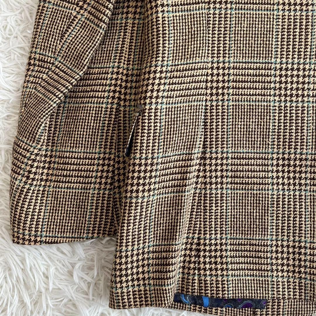 【美品】ポールスミス　ジャケット　ツイード　チェック　ペイズリー　シルク　M