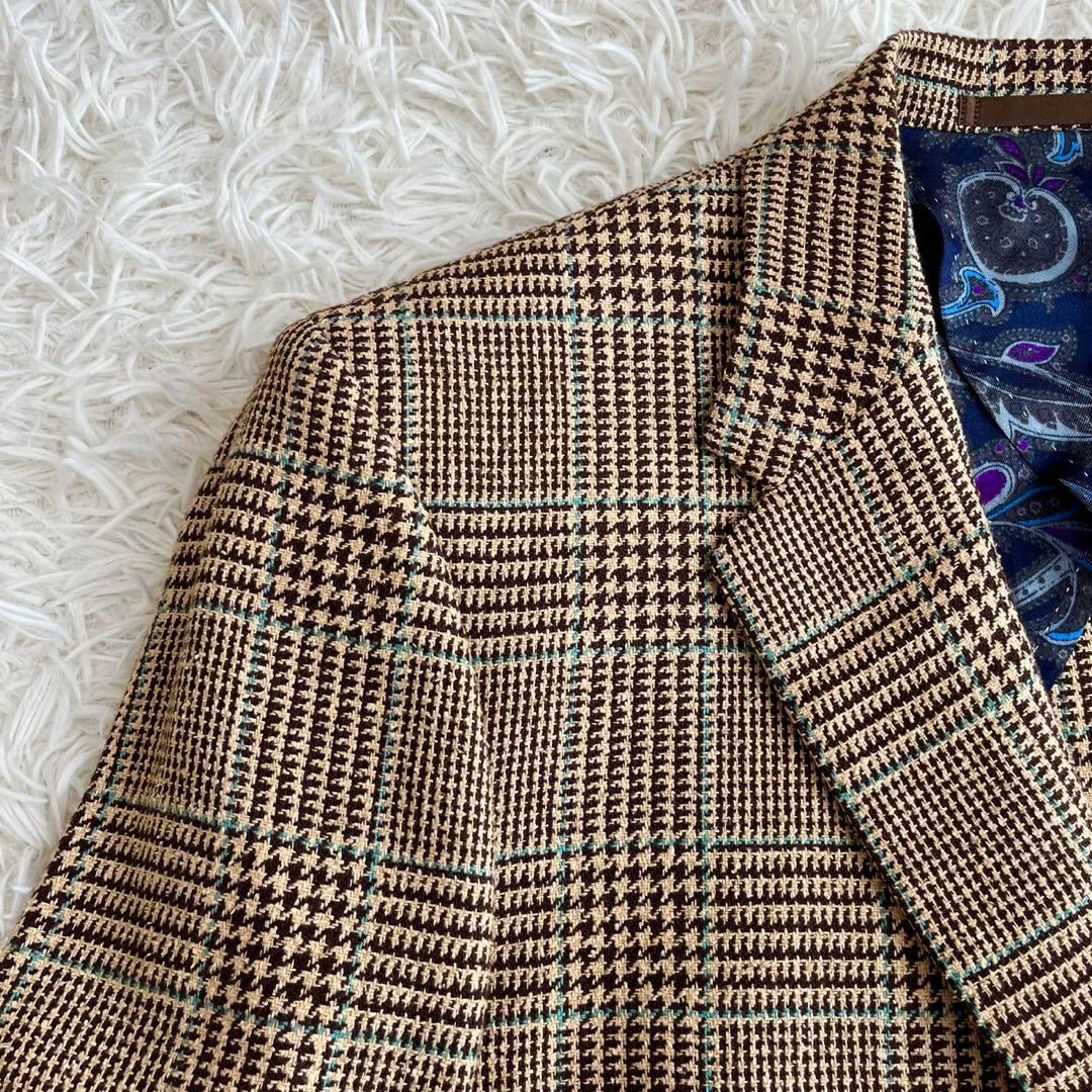【美品】ポールスミス　ジャケット　ツイード　チェック　ペイズリー　シルク　M