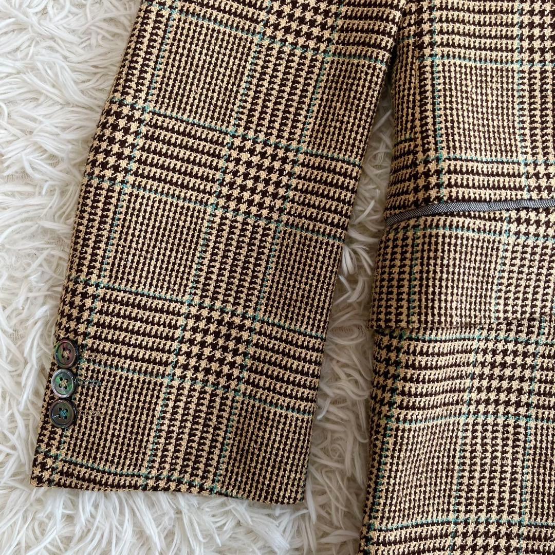 【美品】ポールスミス　ジャケット　ツイード　チェック　ペイズリー　シルク　M