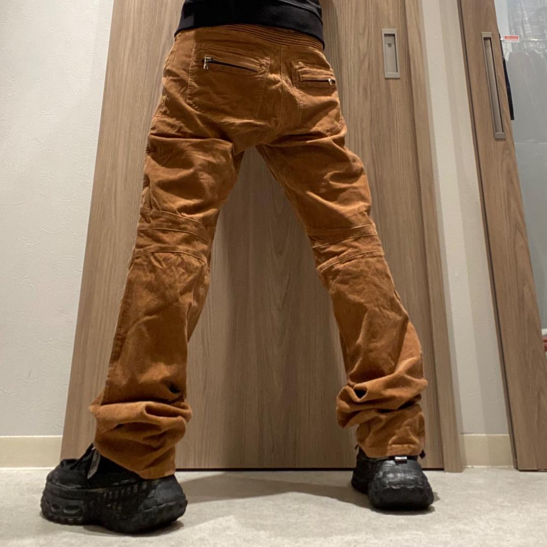 BALMAIN W34 コーデュロイ バイカーデザインパンツ ライディングパンツ