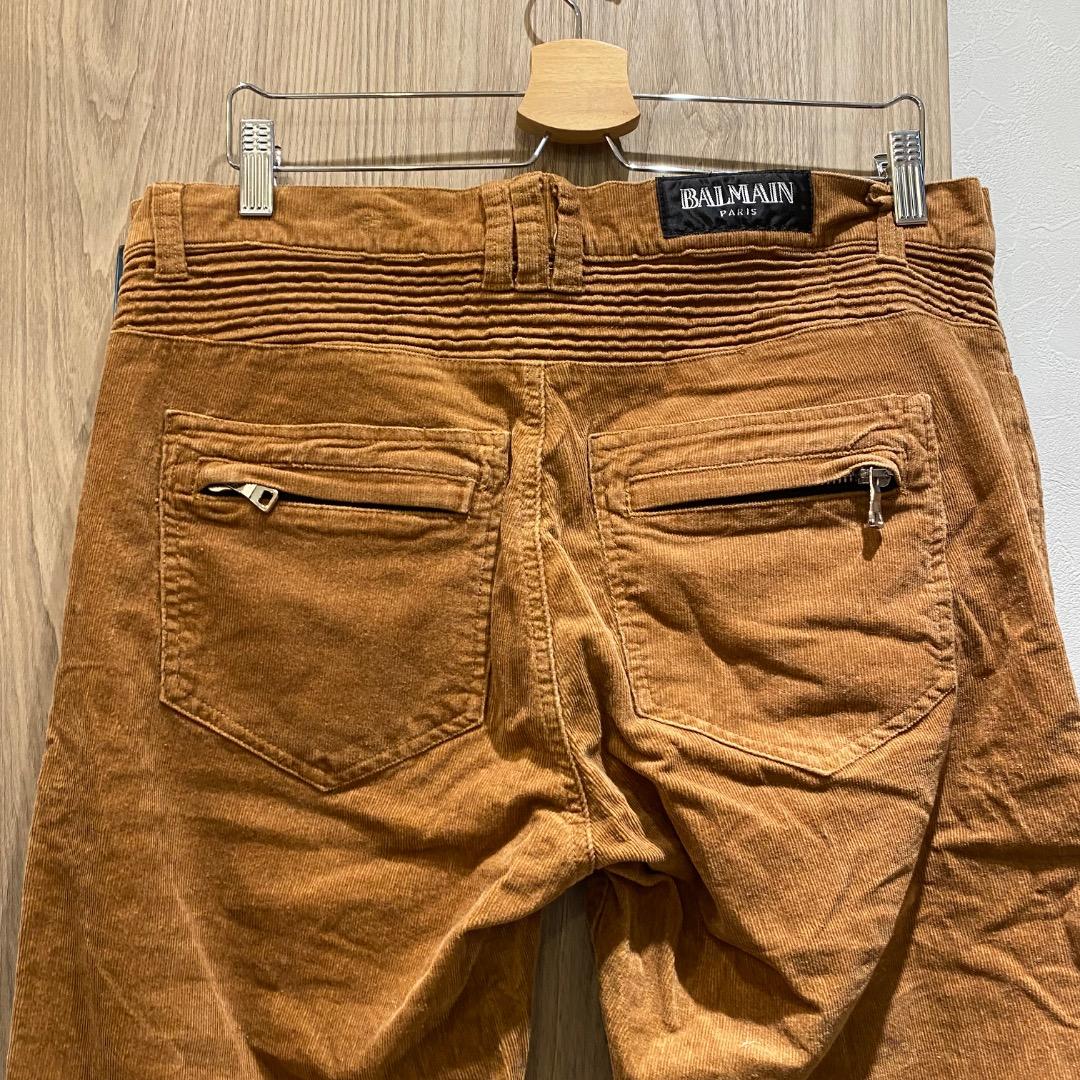 BALMAIN W34 コーデュロイ バイカーデザインパンツ ライディングパンツ