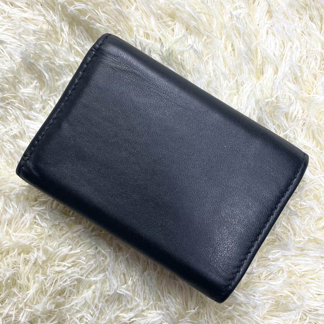 箱 保存袋付き 美品 バレンシアガ 三つ折り財布 コンパクト レザー ブラック