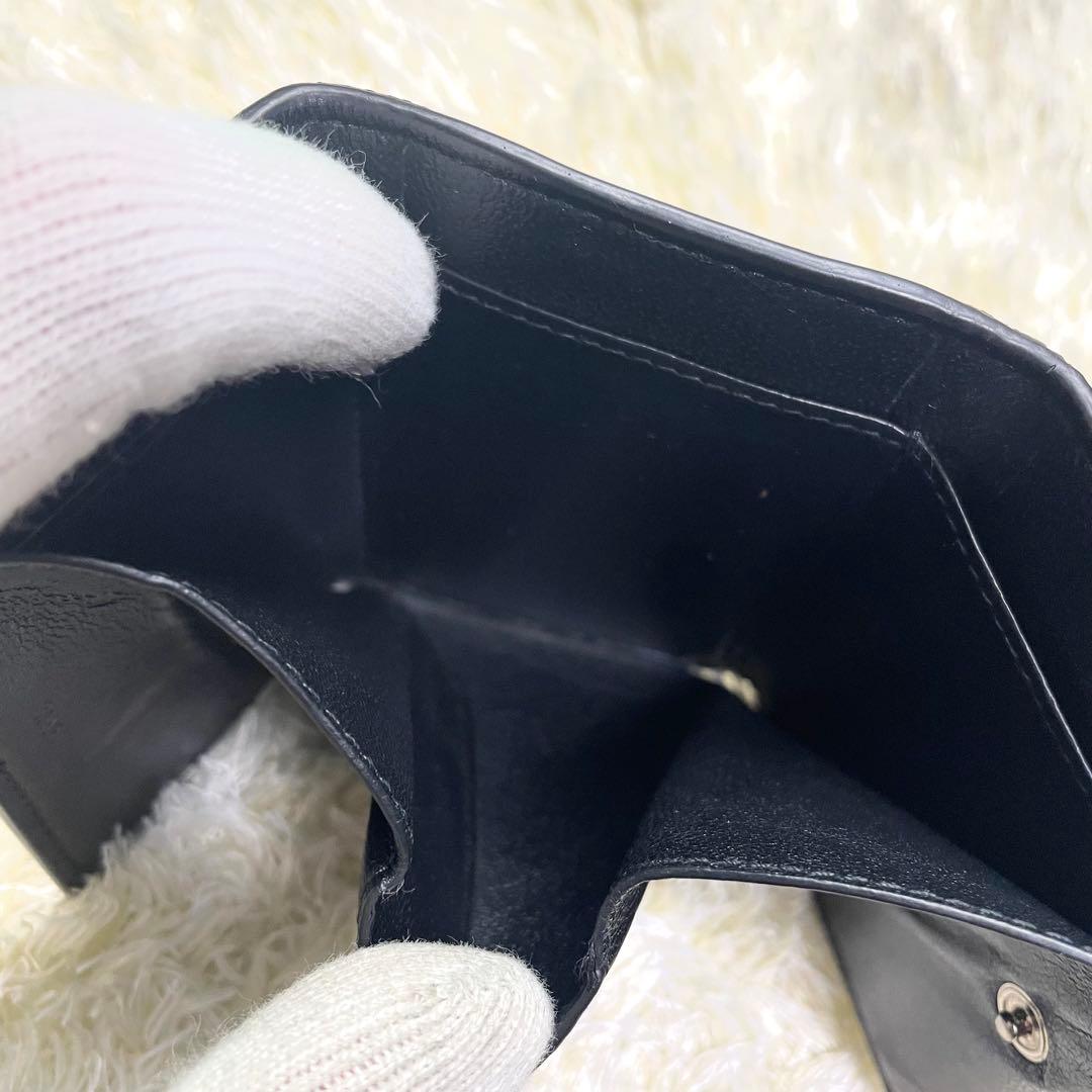 箱 保存袋付き 美品 バレンシアガ 三つ折り財布 コンパクト レザー ブラック