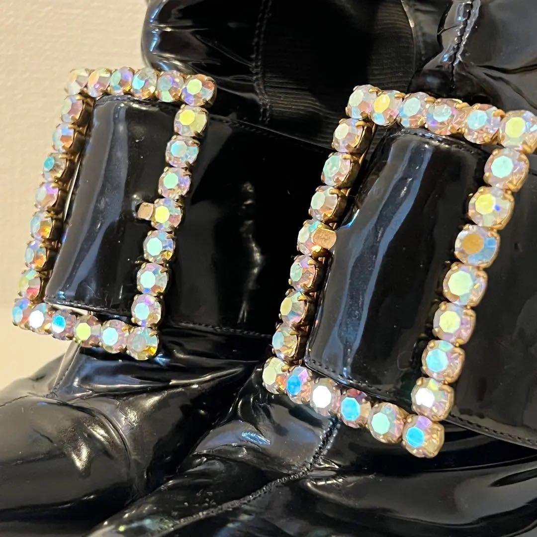 Dolce&Gabbana ドルガバ 大粒スワロ ミドルブーツ