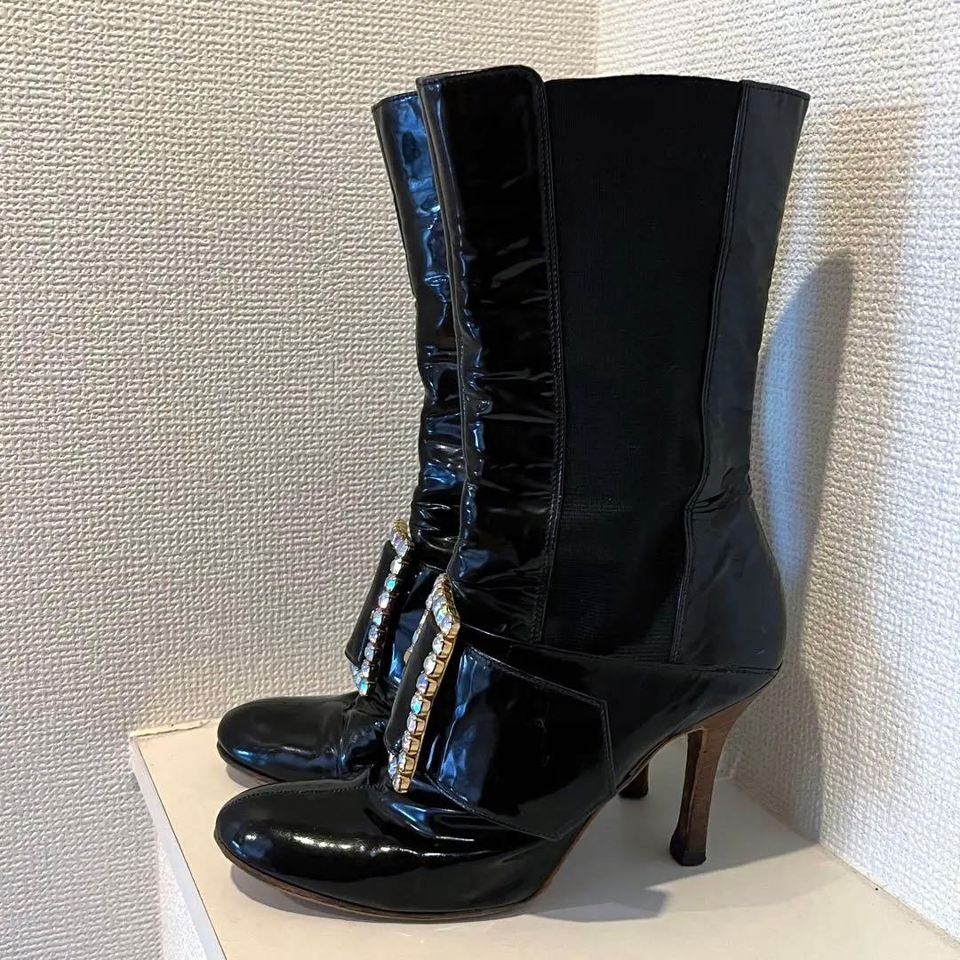 Dolce&Gabbana ドルガバ 大粒スワロ ミドルブーツ
