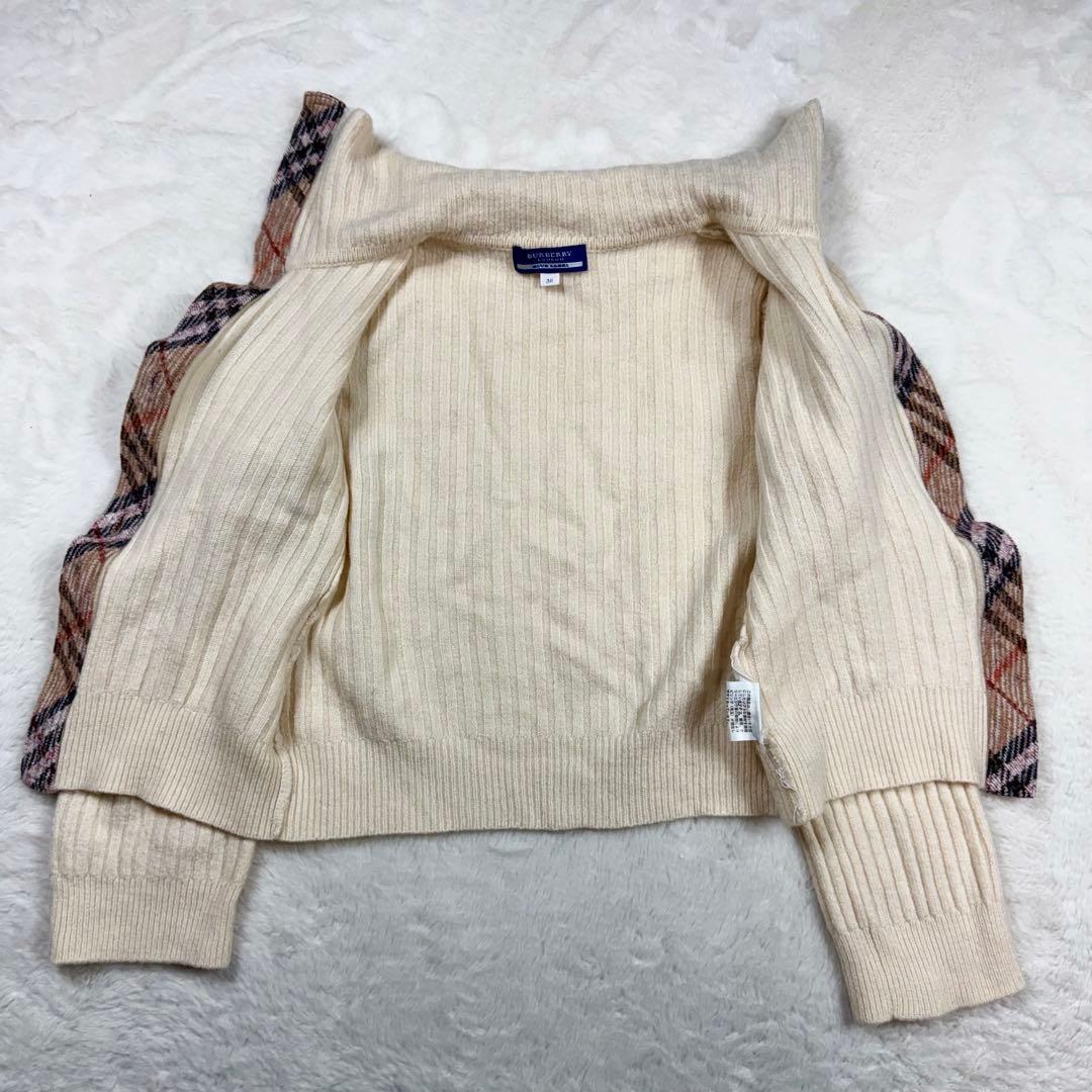 美品 バーバリーブルーレーベル✨ノバチェック パイピング　カーディガン 38