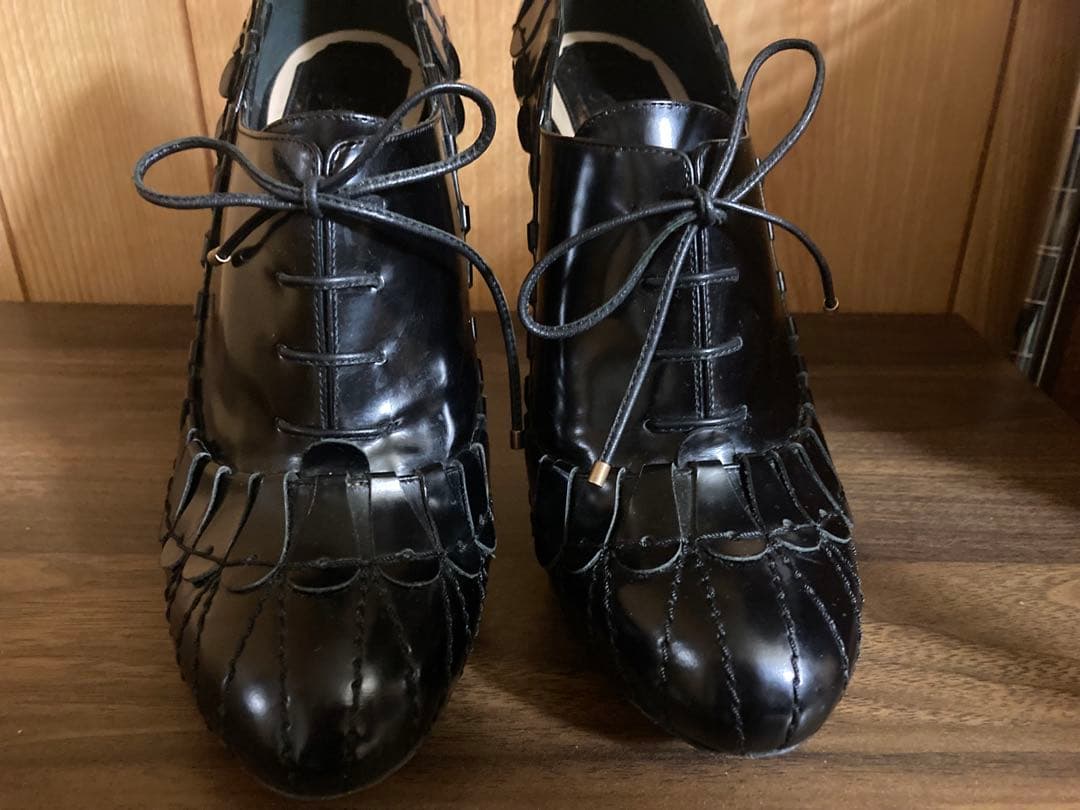 Dior クリスチャンディオール ブーティ パンプス ガラスレザー 37.5