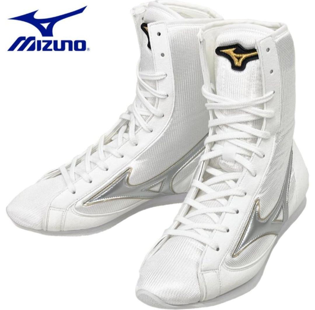 ミズノ ボクシングシューズ イージースペクトラ 05シルバー×52ゴールド縁取り