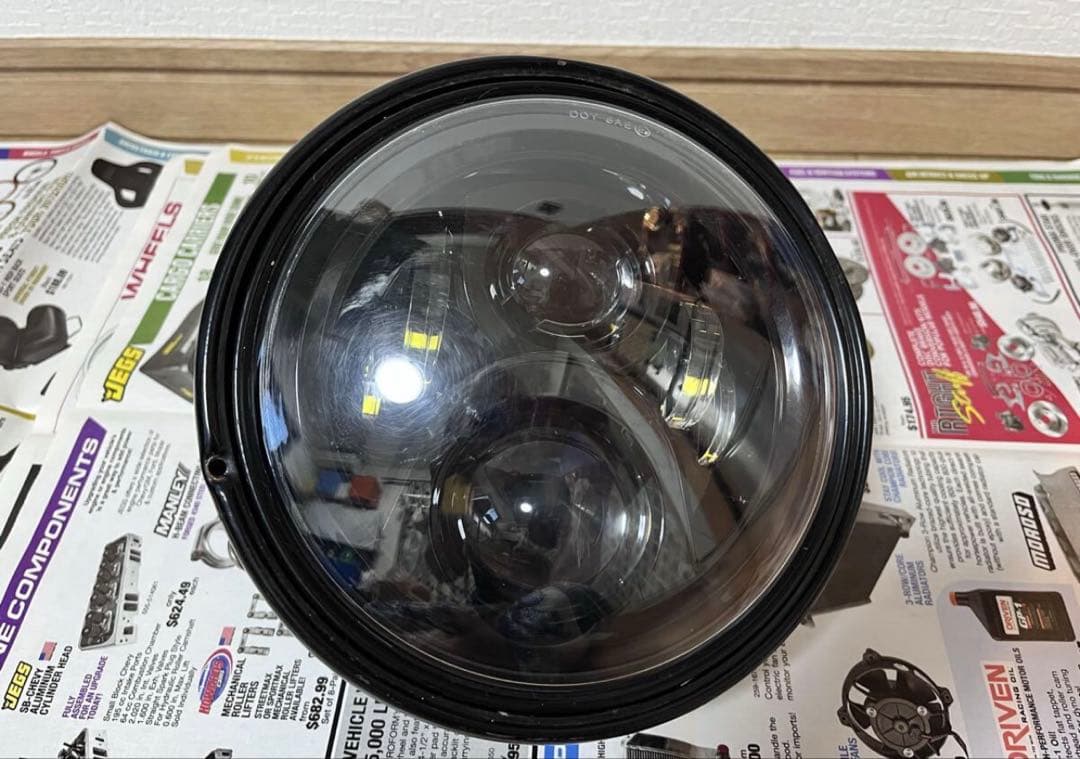 LED 丸型ヘッドライト 黒●DICATIドゥカティモンスター　ケース付き●
