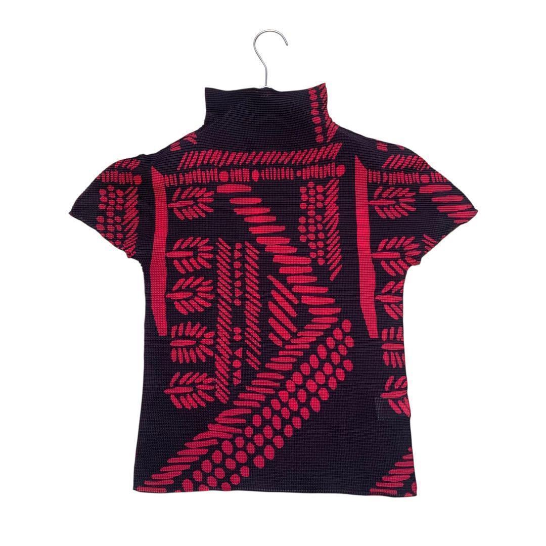 ME ISSEY MIYAKE ワッフルカットソー 半袖 フレンチスリーブ 総柄