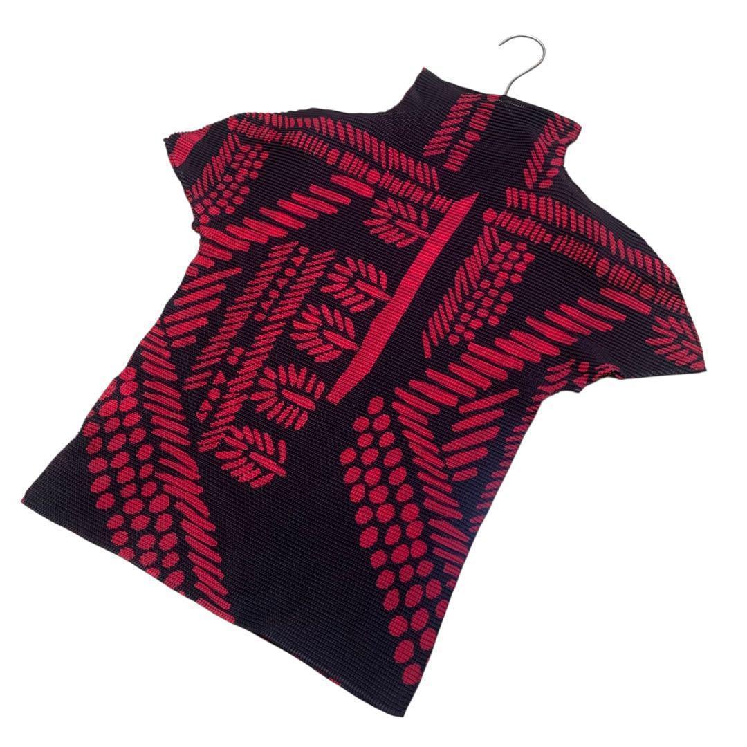 ME ISSEY MIYAKE ワッフルカットソー 半袖 フレンチスリーブ 総柄