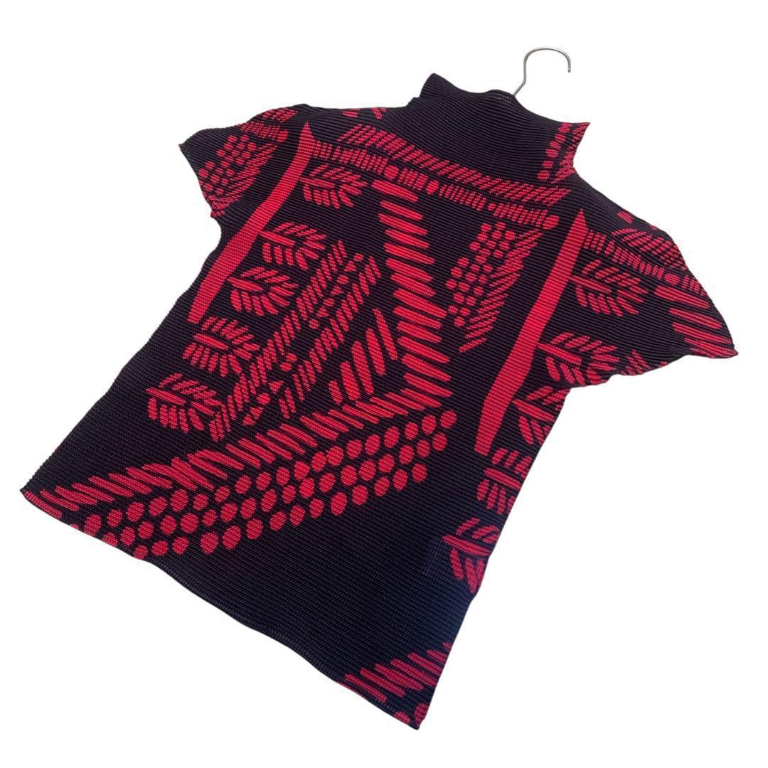ME ISSEY MIYAKE ワッフルカットソー 半袖 フレンチスリーブ 総柄