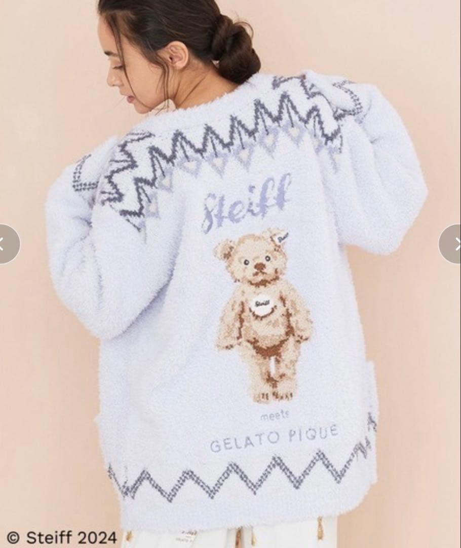 ジェラートピケ　Steiff フェアアイル柄カーディガン　シュタイフ