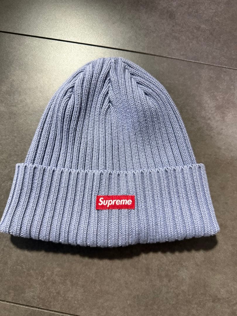 Supreme リブ編み ニット帽 ライトブルー