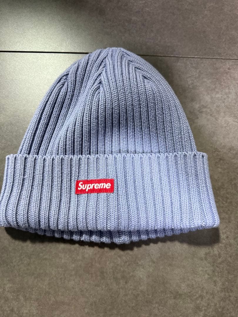 Supreme リブ編み ニット帽 ライトブルー