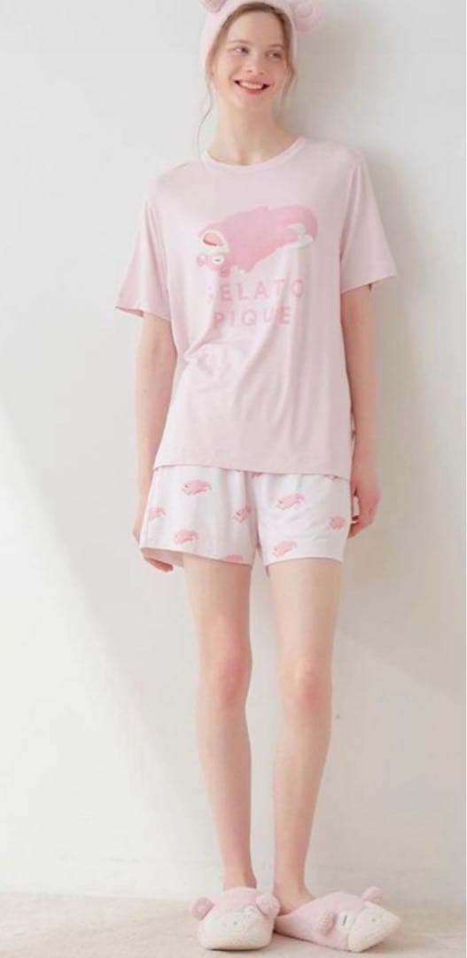 ジェラートピケ　ポケモン　接触冷感プリントTシャツ＆ショートパンツセット　ヤドン