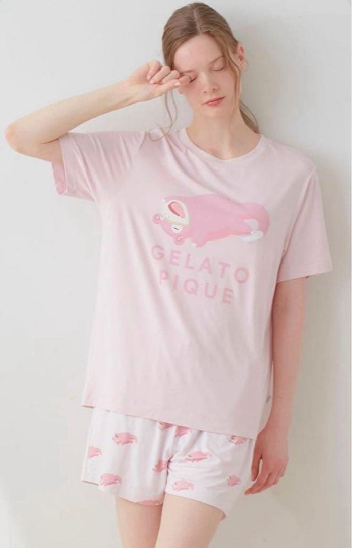 ジェラートピケ　ポケモン　接触冷感プリントTシャツ＆ショートパンツセット　ヤドン