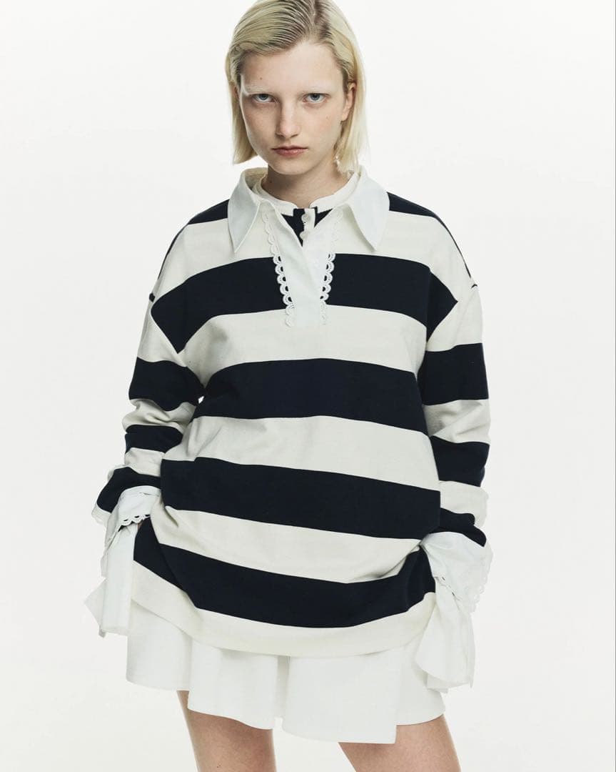 【Bibiy】FRANCINE RUGBY TOP ネイビー