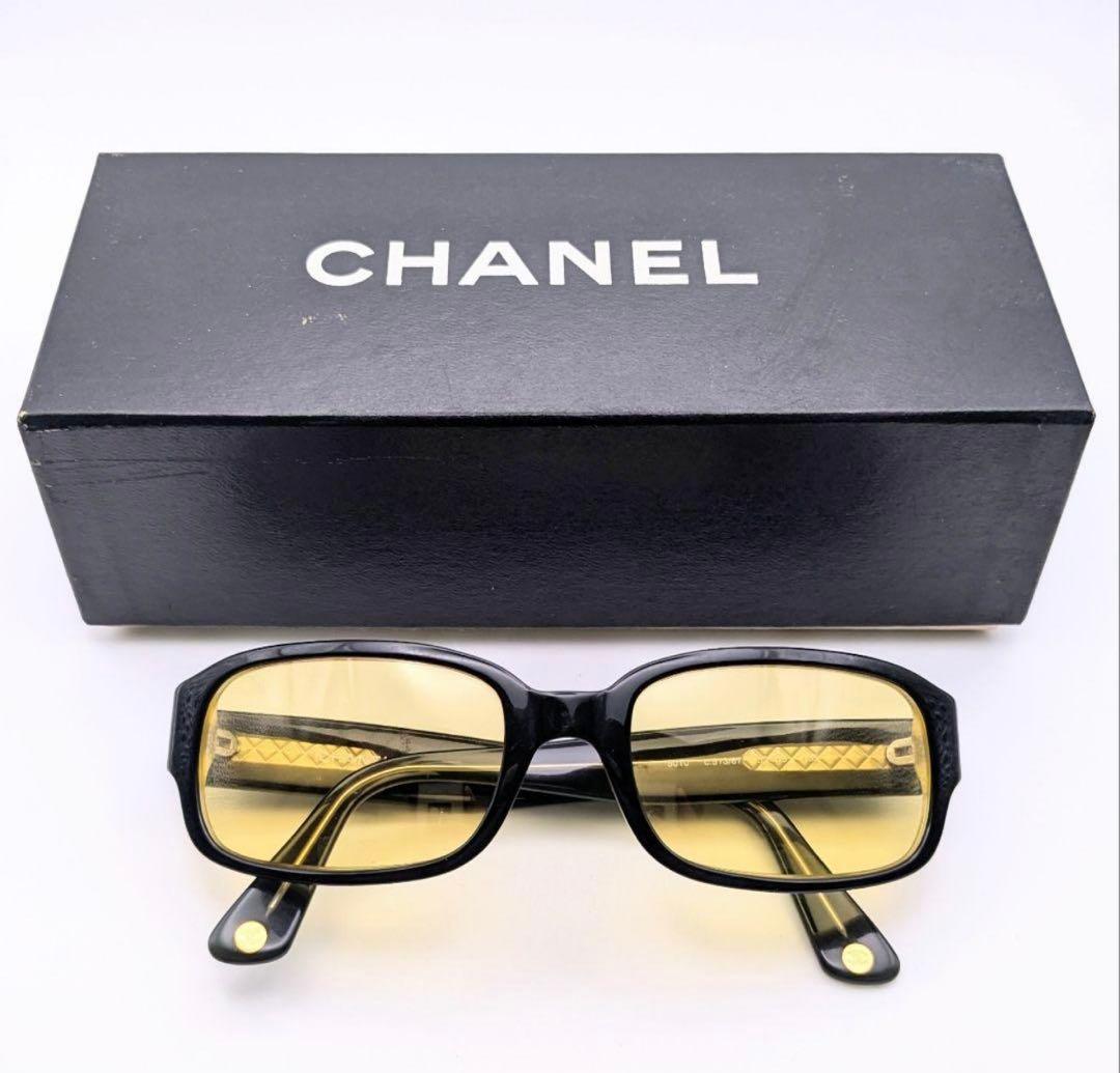 【箱 ケース クロス付き】CHANEL シャネル サングラス イエロー