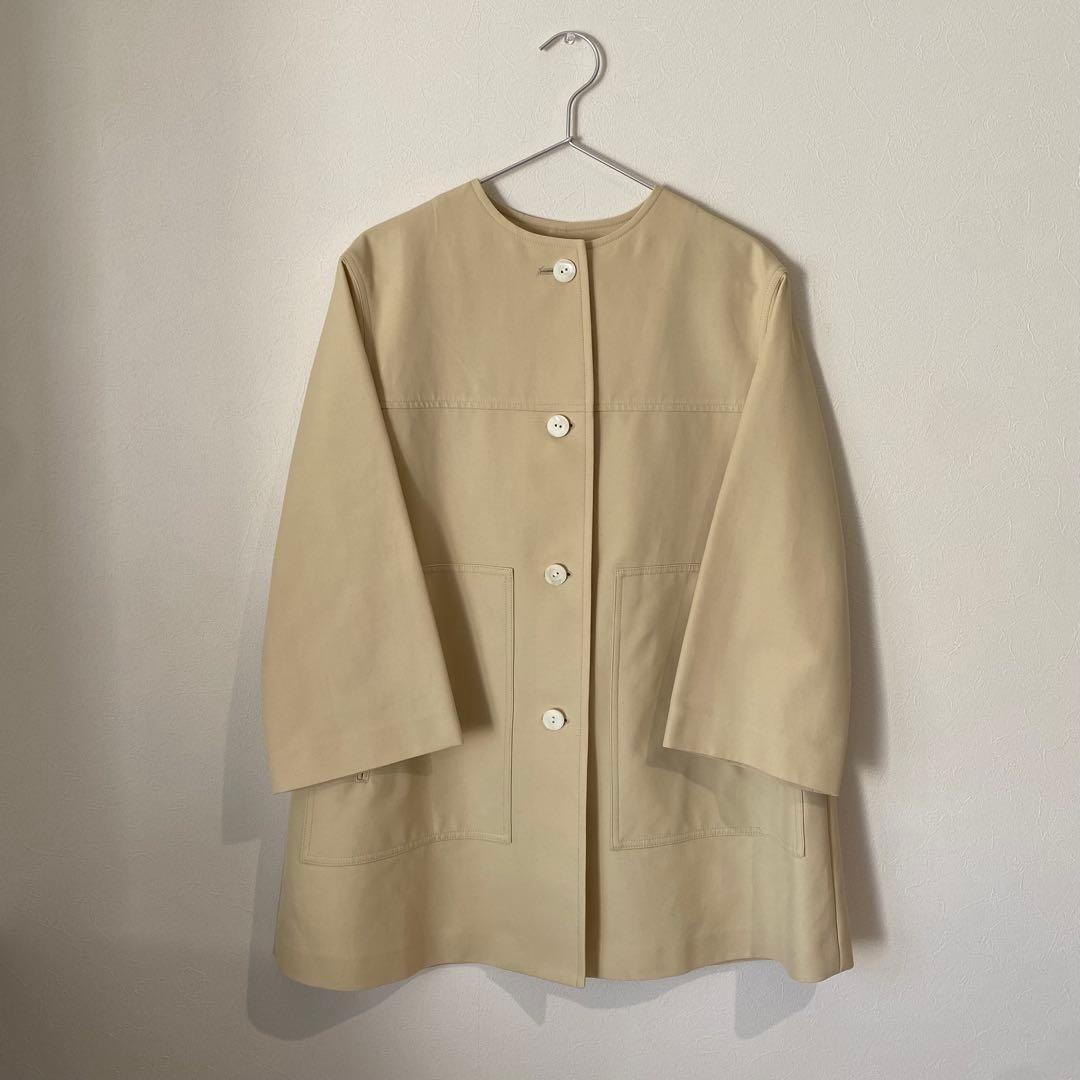 【新品】 IENA 二重織ギャバBOXYコート イエローベージュ / 36