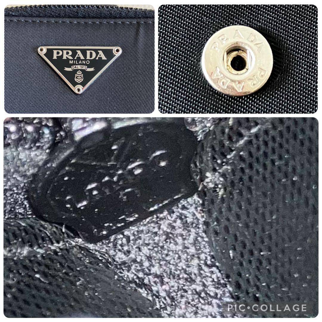 PRADA プラダ　ナイロン　ラウンドファスナー　二つ折り財布　ブラック　訳アリ