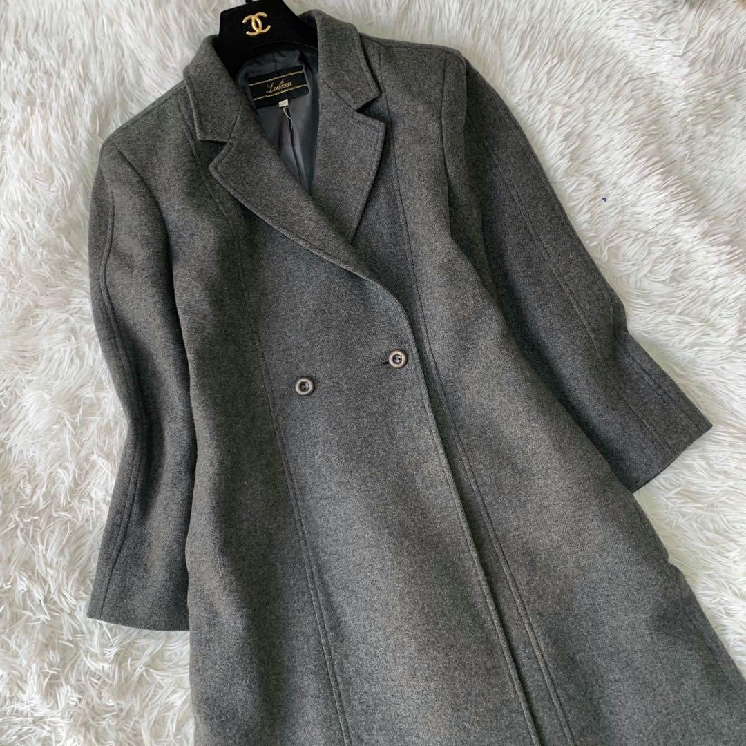 Leilian ウールカシミヤ ダブル ロングコート Aライン 11号 アウター