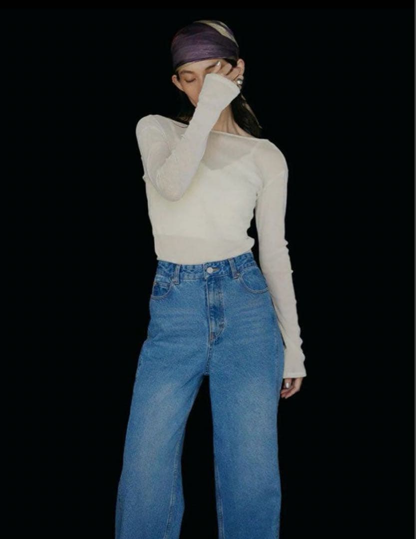 パンツ AMERI BACK THIGH SLIT DENIM