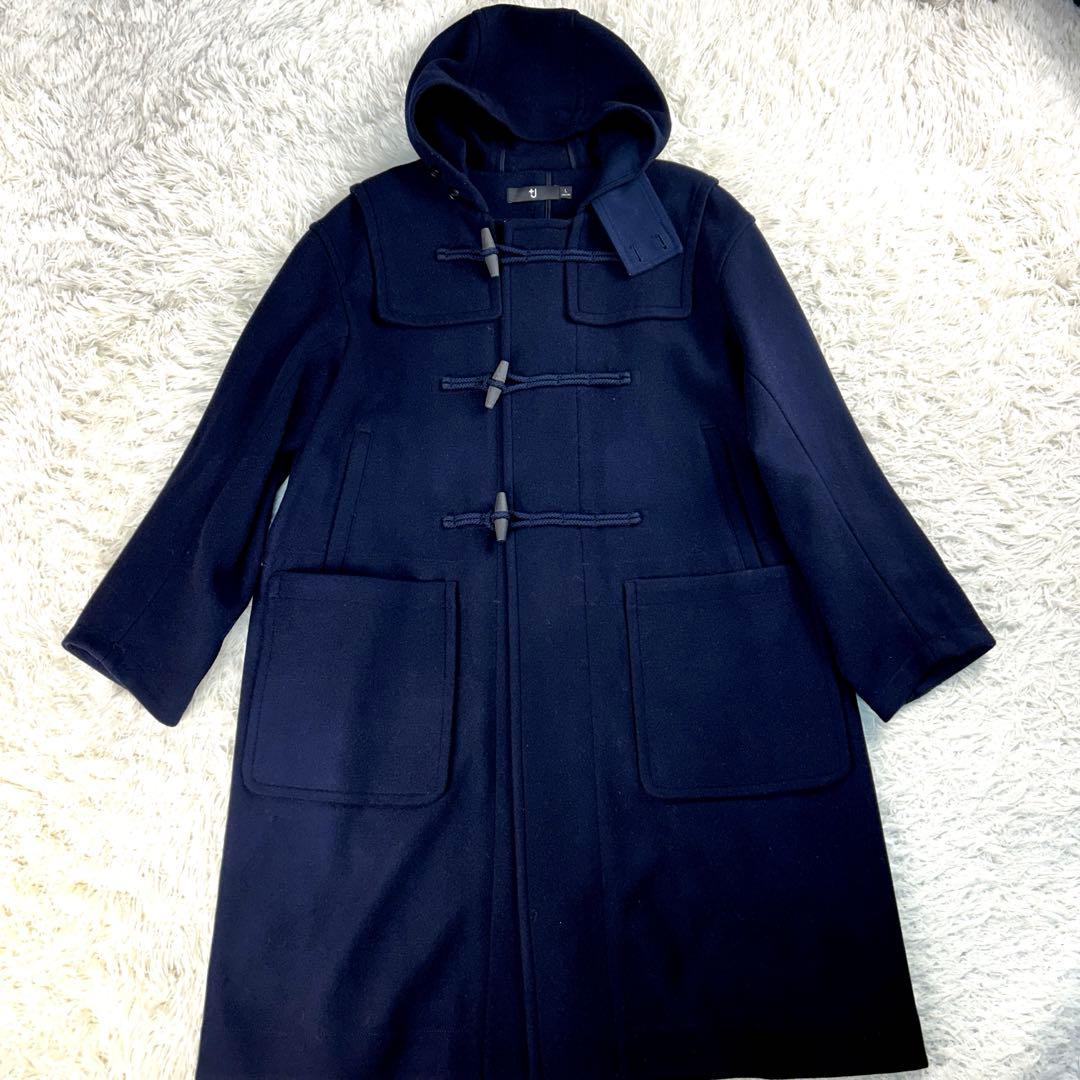 【美品・大きめL】UNIQLO+J　オーバーサイズダッフルコート　ネイビー