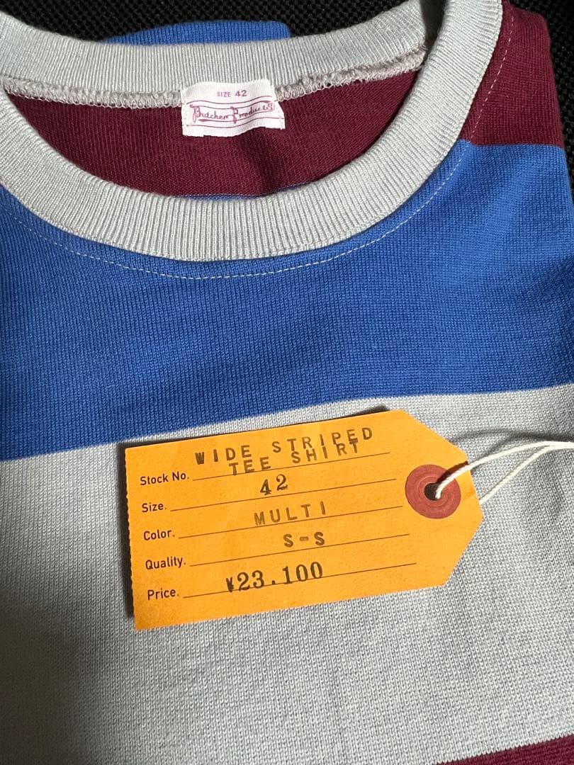 トップス butcher products WIDE STRIPED TEE 42