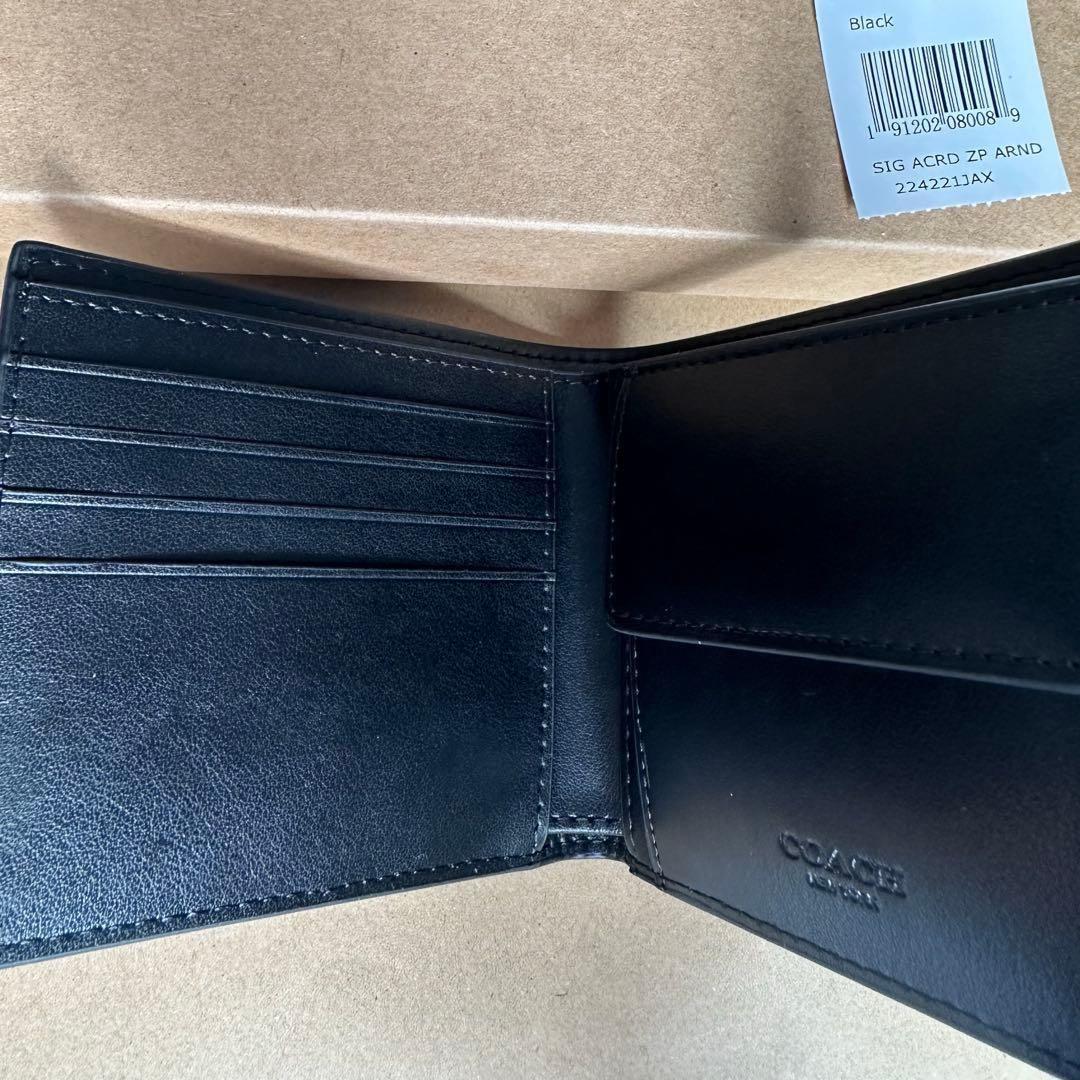 二つ折り財布 メンズ アウトレット COACH F75363 BLK ブラック