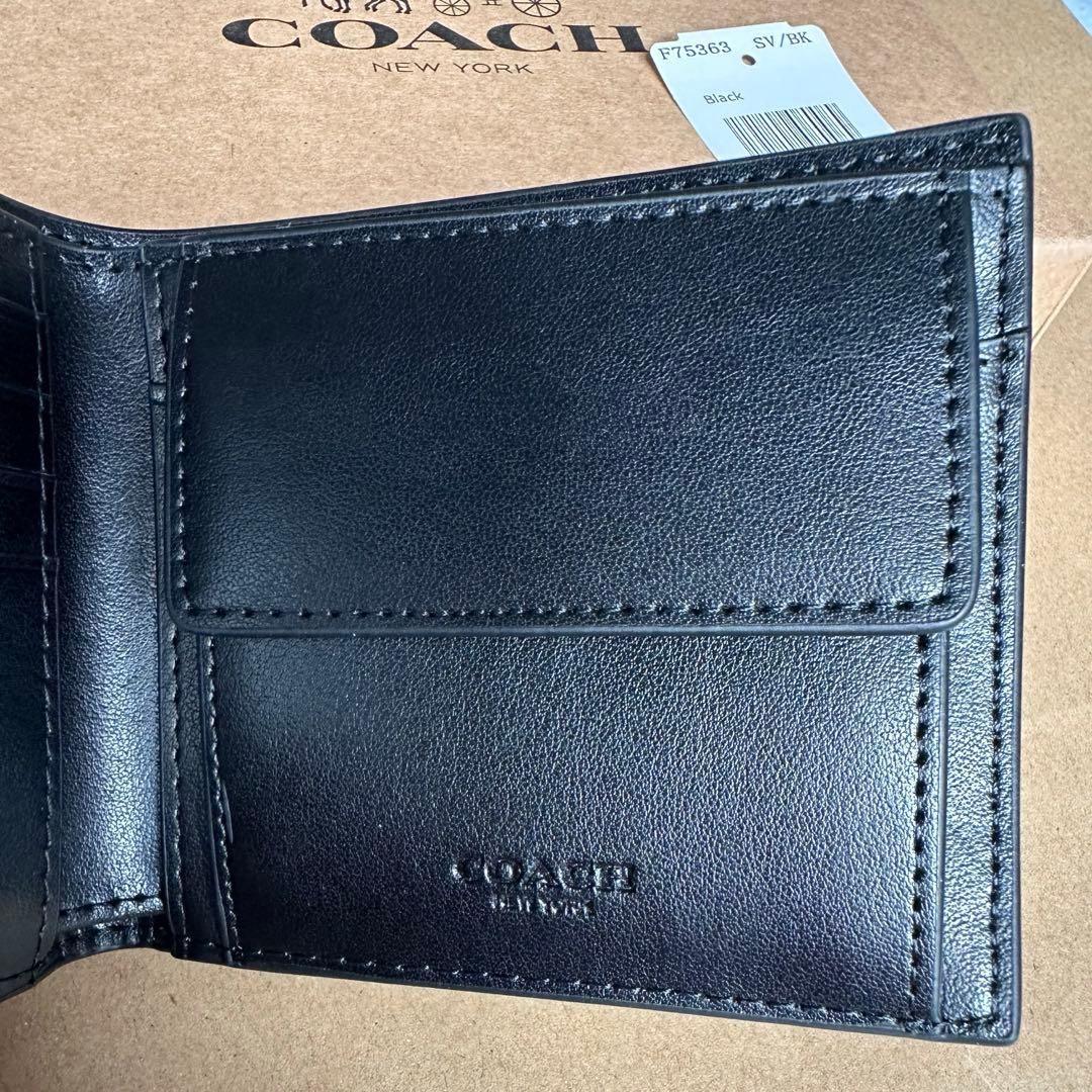 二つ折り財布 メンズ アウトレット COACH F75363 BLK ブラック