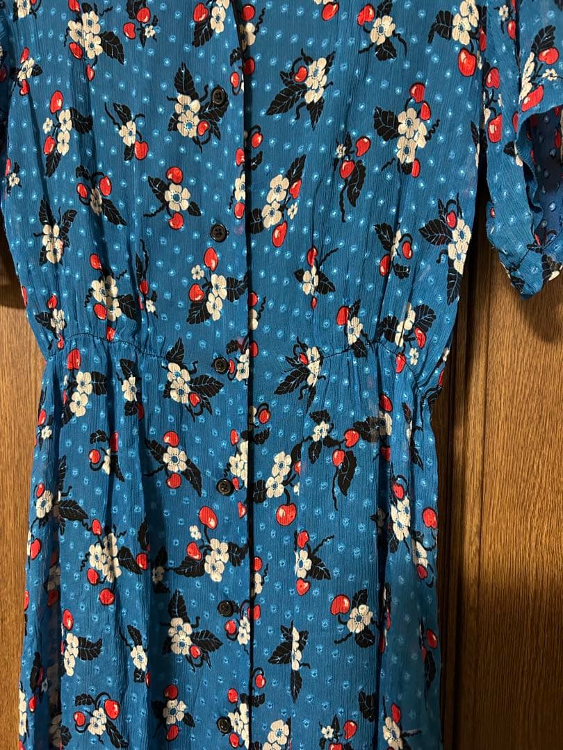 ANNA SUI アナスイ　花柄襟付き半袖ワンピース