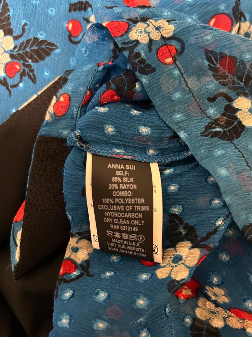 ANNA SUI アナスイ　花柄襟付き半袖ワンピース