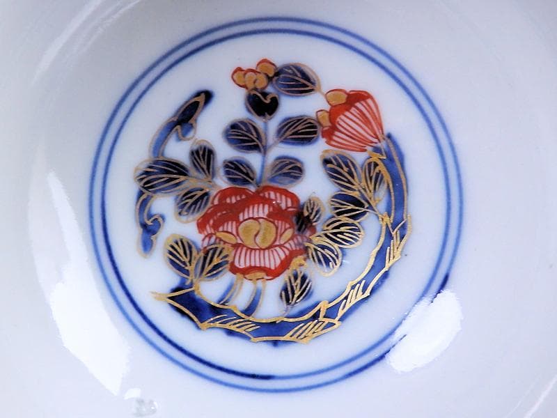 大聖寺伊万里　金襴手　丸紋に鳥の図　蓋茶碗　D136AS-fbqb