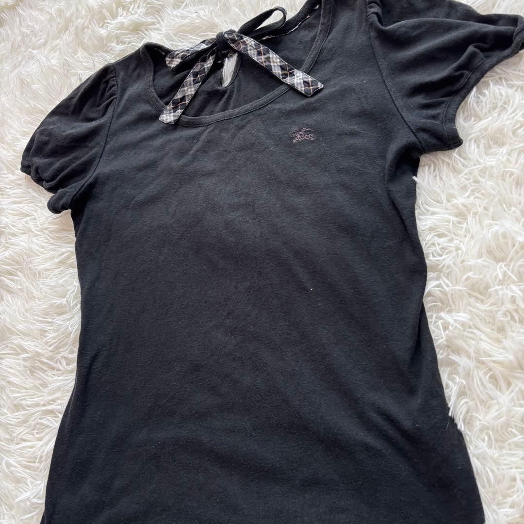 バーバリーブルーレーベル♪リボン付きTシャツ38 M相当
