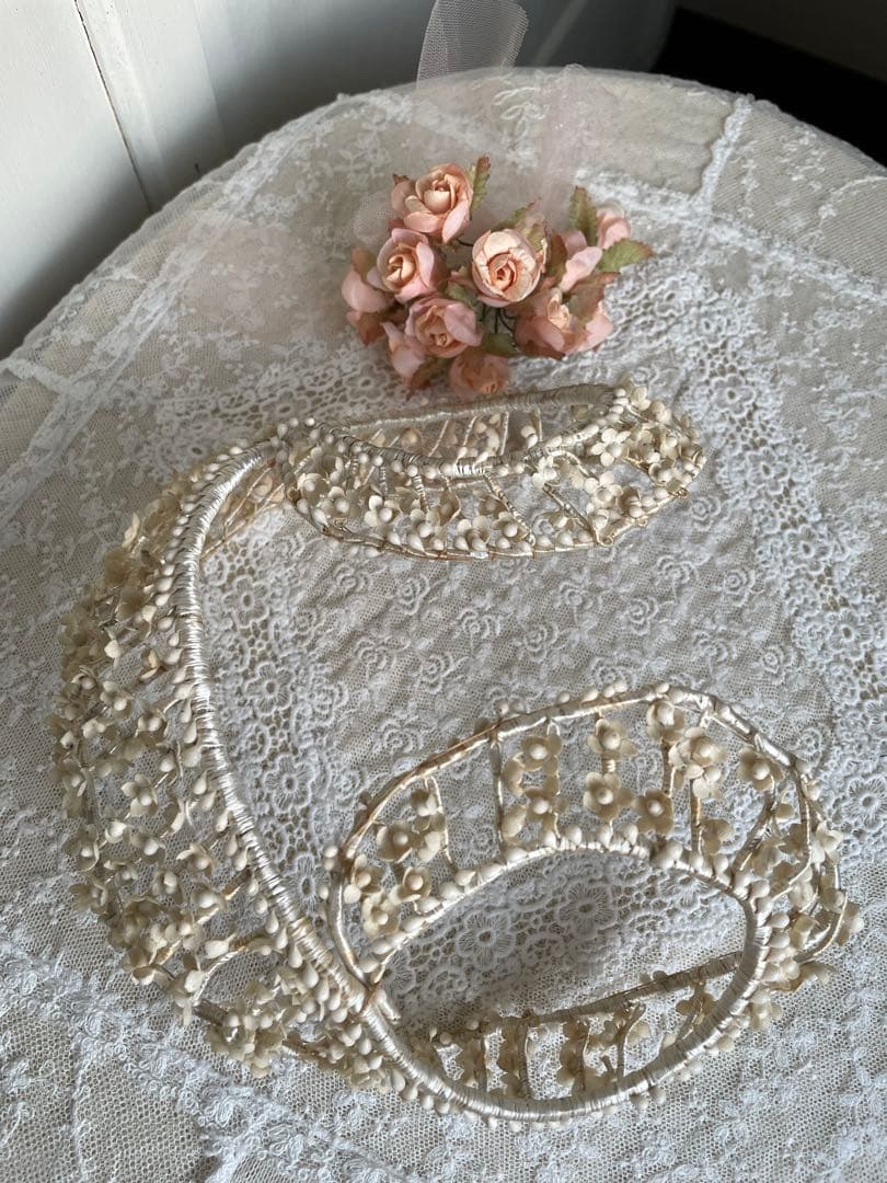 フランスアンティーク 〜❤︎ ヘッドドレス 布花 ❤︎〜 アンティークレース